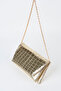 Women's Croco Gold Envelope Design 2-Compartment Mini Chain Strap Snap Closure Clutch and Handbag