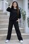 Girl's Stone Detailed Seasonal Two-Piece Tracksuit Set - 100% Cotton Holiday Wear - 2