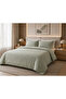 Double Duvet Cover Set Khaki Green Striped, Soft Textured Modern Bedding Set 200X220 cm - 2