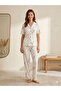 Summer Camisole Patterned Shirt with Collar Buttons Women's Short Sleeve Lycra Pajama Set