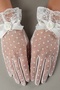 Veramira White Tulle Bridal Gloves – Elegant Wedding Accessory with Polka Dot Lace Wrist Detail - 5
