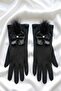 Feather Charm Black Tulle Bridal Gloves – Luxurious Wedding & Bridal Accessory with Pearl Bow Detail - 6