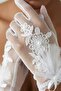 Florienne White Lace Tulle Bridal Gloves – Stylish Wedding Accessory with Embroidered Floral & Pearl Detailing - 5