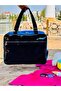 Neon Faux Leather & Colorful Transparent Pvc Washable Beach Bag with Wet and Sandy Item Pocket - 4