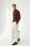 Brown Modal Fabric Comfortable Fit Embroidered Men's Shirt 2602630 - 2