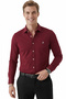 Burgundy Modal Fabric Comfortable Fit Embroidered Men's Shirt 2602630