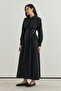 D Buckle Large Belt Linen Dress Black - 2