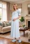 New Season Blue Summer Flounced Short Sleeve Special Design Full Length Maternity Nightgown Set - 3