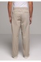 Regular Fit Mid Waist Straight Leg Men's Beige Trousers - 2