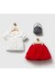 Bebikim Baby Girl Cherry Embroidered Collared Shirt and Red Tutu Skirt 3-Piece Set - 2