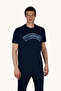 Men's Regular Fit Cotton Round Neck Printed Short Sleeve Blue T-Shirt