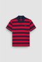 Men's Regular Cut Striped Logo Embroidered Cotton Short Sleeve Navy Blue-Red Polo Collar T-Shirt - 5