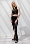 Women's Black Knitted Mesh Maxi Beach Skirt High Waisted Slit Openwork Design - 2