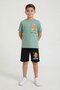 Green Boy's Crew Neck T-Shirt and Shorts 2-Piece Printed Set 23999 - 3