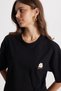 Women's Oversize Wide Cut 100% Cotton Crew Neck Short Sleeve Printed Black T-Shirt Blouse - 4