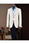 Slim Fit Men's Mono Collar Pocket Striped Single Jacket Blue T20086-19