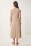 Summer Knitted Dress with Pockets Lrn0032 Beige - 6