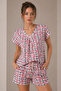 Women's Floral Patterned Cotton Short Sleeve Oversize T-Shirt and Shorts Bottom Top Pajama Set