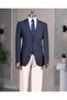 Italian Style Slim Fit Mono Collar Men's Jacket Navy Blue T13792