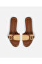 Contrast Textured Metal Buckle Slippers - 5
