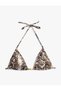 Accessory Detailed Snakeskin Print Triangle Bikini Top - 3