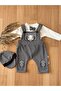 Baby Boy Collared Hat Gray Salopet Jumpsuit
