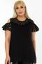 Shoulder Low-Rise Layered Short Sleeve Flowy Blouse with Lace Sleeves and Chest - 6