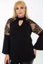 Women's Plus Size Chest-Length Flounce Printed Tulle Detailed Flounced Sleeve Blouse - 3