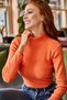 Women's Orange Half Fisherman Ribbed Camisole Body BLZ-19000599 - 2