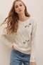 Women's Beige Crew Neck Embroidered Winter Knitwear Sweatshirt ALC-X7352 - 2