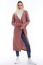 Women's Pink V-Neck Long Knitwear Cardigan - 2