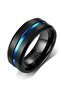 Titanium Plated Stainless Steel Blue Slotted Men's Women's Ring - 2