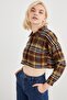 Women's Plaid Crop Lumberjack Shirt - 3