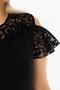 Shoulder Low-Rise Layered Short Sleeve Flowy Blouse with Lace Sleeves and Chest - 7