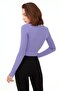 Women's Purple Crew Neck Long Sleeve Ribbed Knitted Crop Blouse - 5