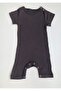 Black Corded Modal Cotton Romper Short Jumpsuit Salopet