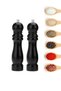 Set of 2 Black Pepper Salt Coffee Spice Grinder Wooden Manual Hand Grinder Salt Shakers 2 Pieces Black
