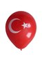 Turkish Flag Printed Moon Star Red White Balloon 12 Inch 30 cm National Holiday Ornament 50 Pieces - 2