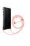 Huawei P Smart 2018 Compatible Salmon Color Neck Strap Transparent Silicone Case