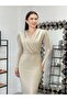 Glitter Pencil Dress - Gold - 2