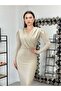 Glitter Pencil Dress - Gold - 4
