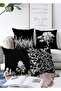 Double Sided Black Background with Tree Motif Digital Printed Special Design 4-Piece Raschel Throw Pillow Cover Set