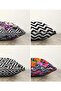 Double Sided Geometric Lines Tropical Leaves 4-Piece Raschel Throw Pillow Cover Set - 2