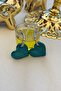 Chrome Green Color Antiallergic Heart Earrings - 2