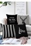 Special Design 4-Piece Double-Sided Raschel Knitted Throw Pillow Cover Set with Deer and Lettering on Black Gray Floor