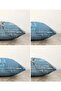 4-Piece Double-Sided Raschel Knitted Throw Pillow Cover Set with Branch and Flower Design on Blue Background - 2