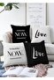 Double Sided Yesterday Now Tomorrow & Love Combination 4-Piece Raschel Knitted Throw Pillow Cover Set