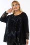 Flock Print Rose Motif Long Sleeve Skirt and Lace Blouse with Sleeve