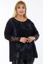 Flock Print Rose Motif Long Sleeve Skirt and Lace Blouse with Sleeve - 4