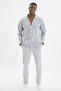 Gri Regular Fit Üst Biye Detaylı Örme Pijama Takımı TMNAW22PT1073 - 3